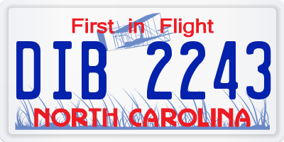 NC license plate DIB2243