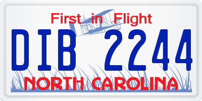 NC license plate DIB2244