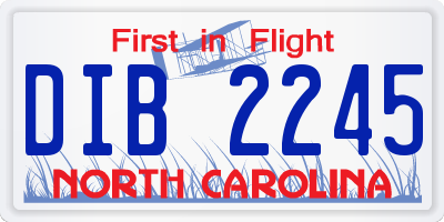 NC license plate DIB2245