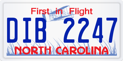 NC license plate DIB2247