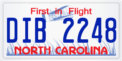 NC license plate DIB2248