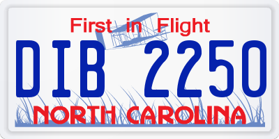 NC license plate DIB2250