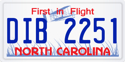 NC license plate DIB2251