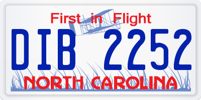 NC license plate DIB2252