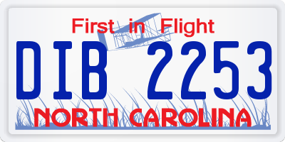 NC license plate DIB2253