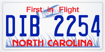 NC license plate DIB2254