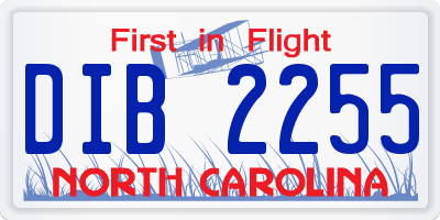 NC license plate DIB2255