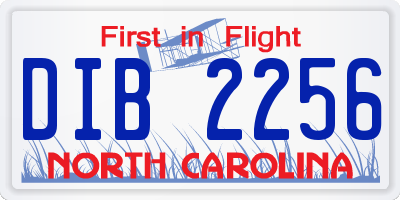 NC license plate DIB2256