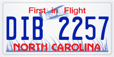 NC license plate DIB2257