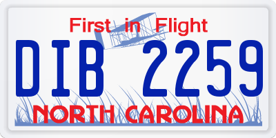 NC license plate DIB2259