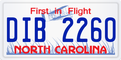 NC license plate DIB2260