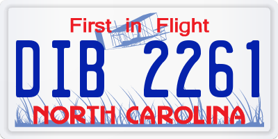 NC license plate DIB2261