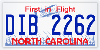 NC license plate DIB2262