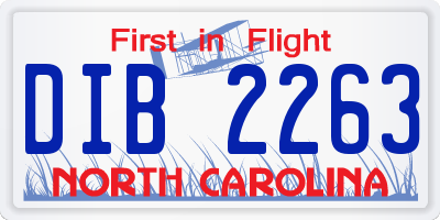 NC license plate DIB2263