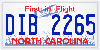 NC license plate DIB2265