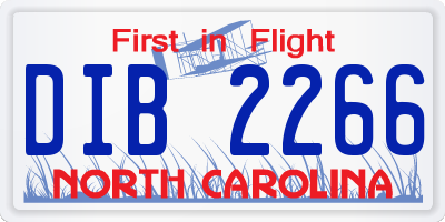 NC license plate DIB2266