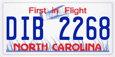 NC license plate DIB2268