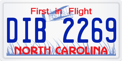 NC license plate DIB2269