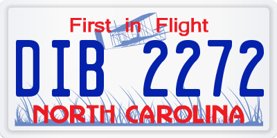 NC license plate DIB2272