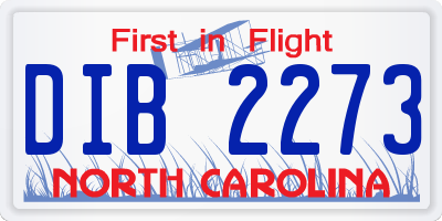 NC license plate DIB2273