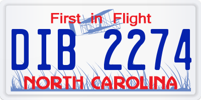 NC license plate DIB2274