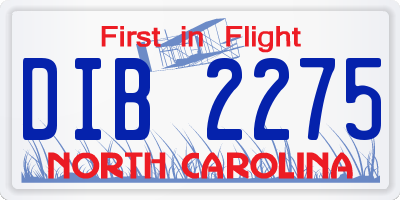 NC license plate DIB2275