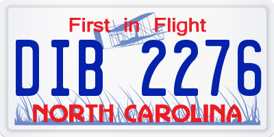 NC license plate DIB2276