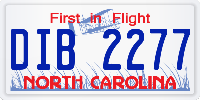 NC license plate DIB2277