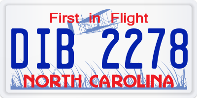 NC license plate DIB2278