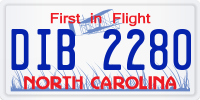 NC license plate DIB2280