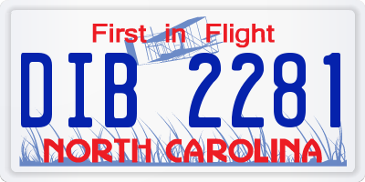 NC license plate DIB2281