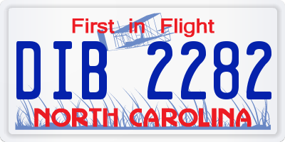 NC license plate DIB2282