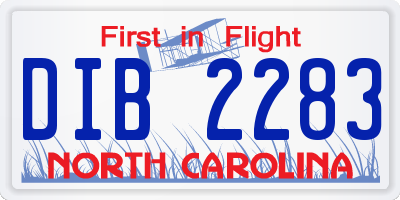 NC license plate DIB2283