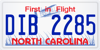 NC license plate DIB2285