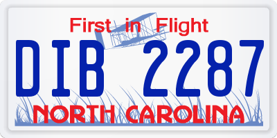 NC license plate DIB2287