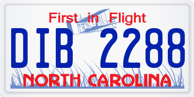 NC license plate DIB2288