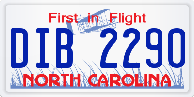 NC license plate DIB2290