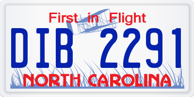 NC license plate DIB2291