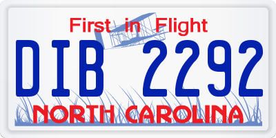 NC license plate DIB2292