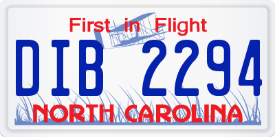 NC license plate DIB2294