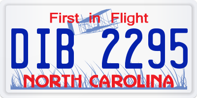 NC license plate DIB2295