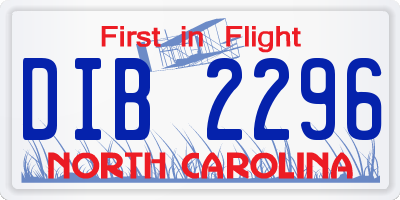 NC license plate DIB2296