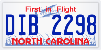 NC license plate DIB2298