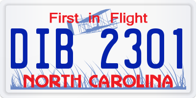 NC license plate DIB2301