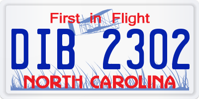 NC license plate DIB2302