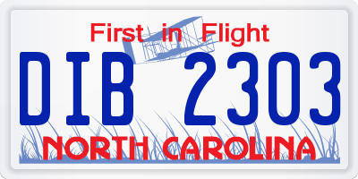 NC license plate DIB2303