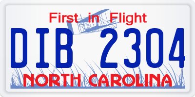 NC license plate DIB2304