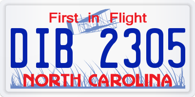 NC license plate DIB2305