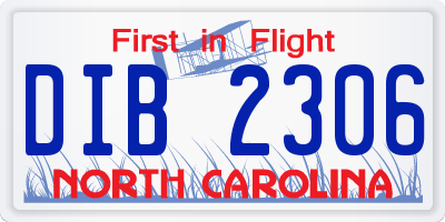 NC license plate DIB2306