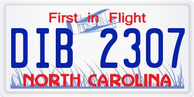NC license plate DIB2307